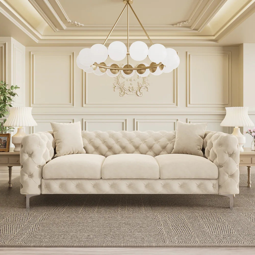 Manhattan Loft 3-Seater Velvet Chesterfield Couch