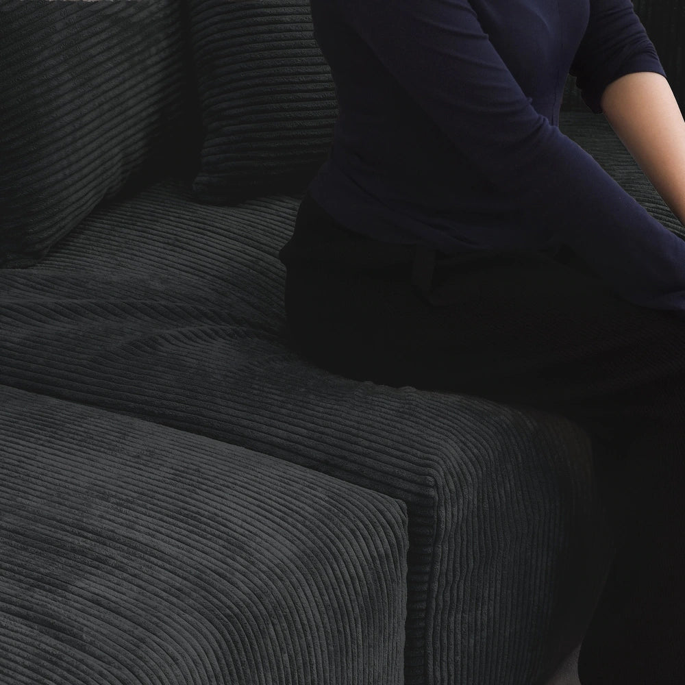 U-Shaped Corduroy Modular 9-Seater Sectional Couch With Ottomans