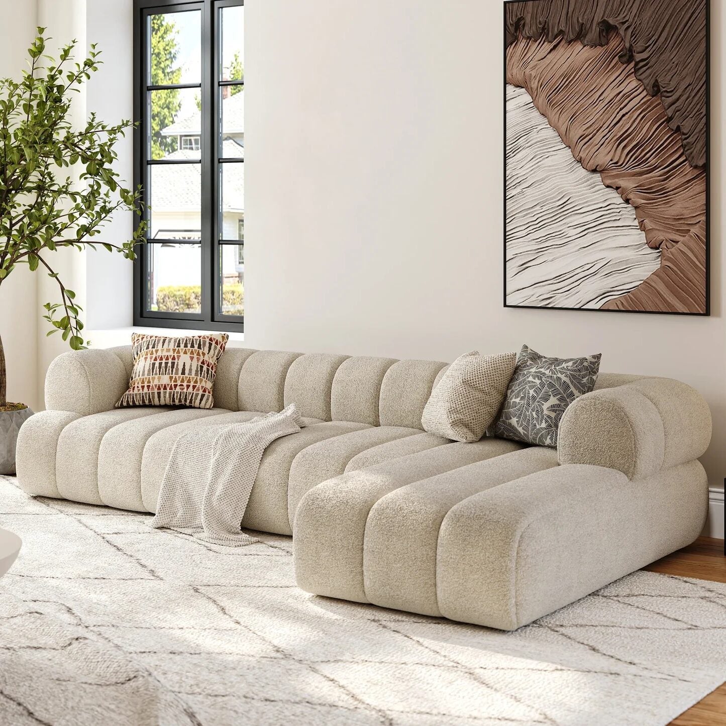 Monaco Boucle 6- Seater L Shape Couch
