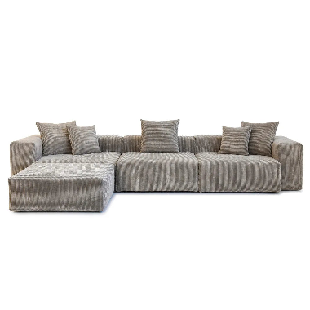 Corduroy Modular 6-Seater Sectional Couch With Ottoman