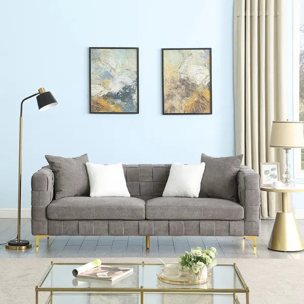 Verona Box-tuft Velvet 3-Seater Couch