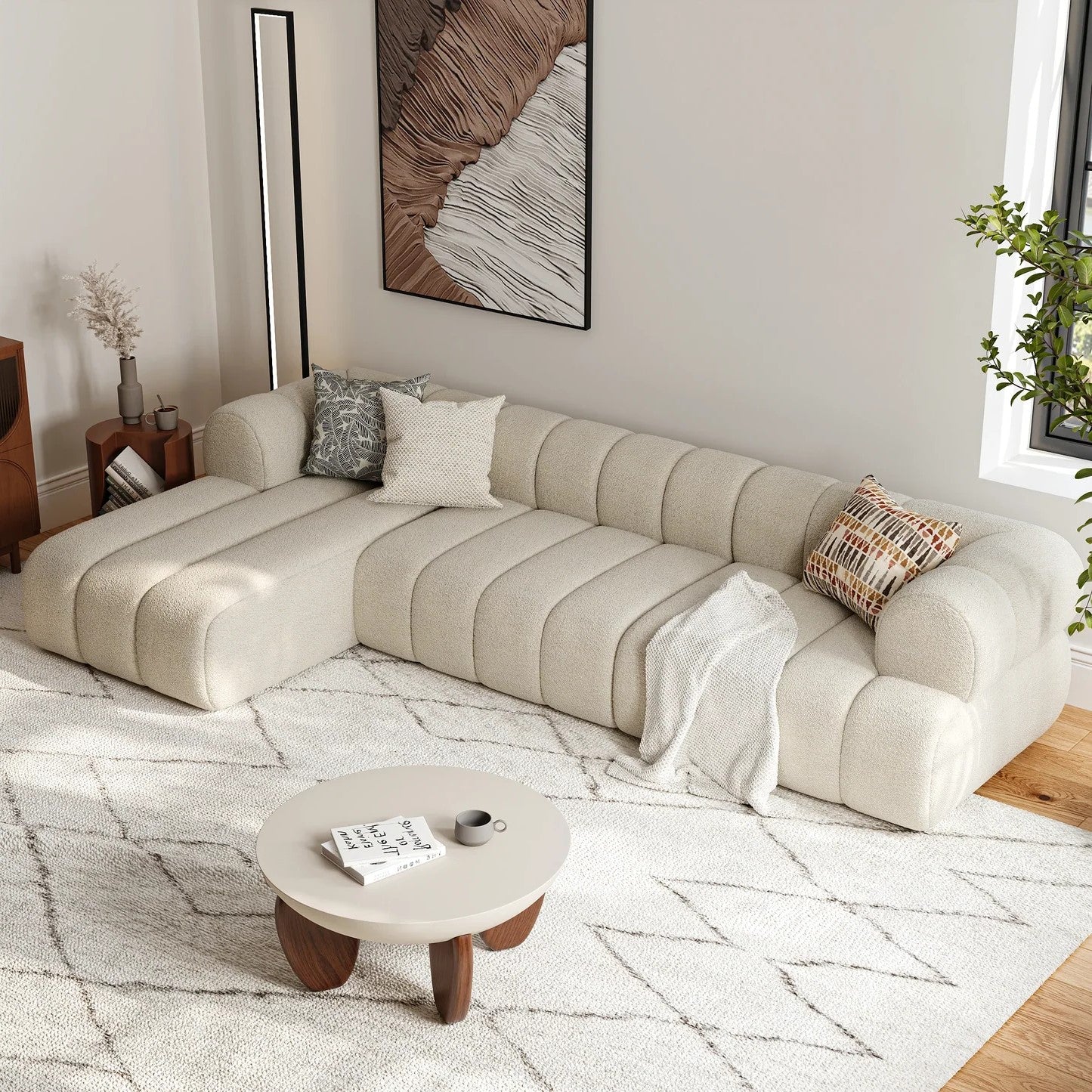Monaco Boucle 6- Seater L Shape Couch