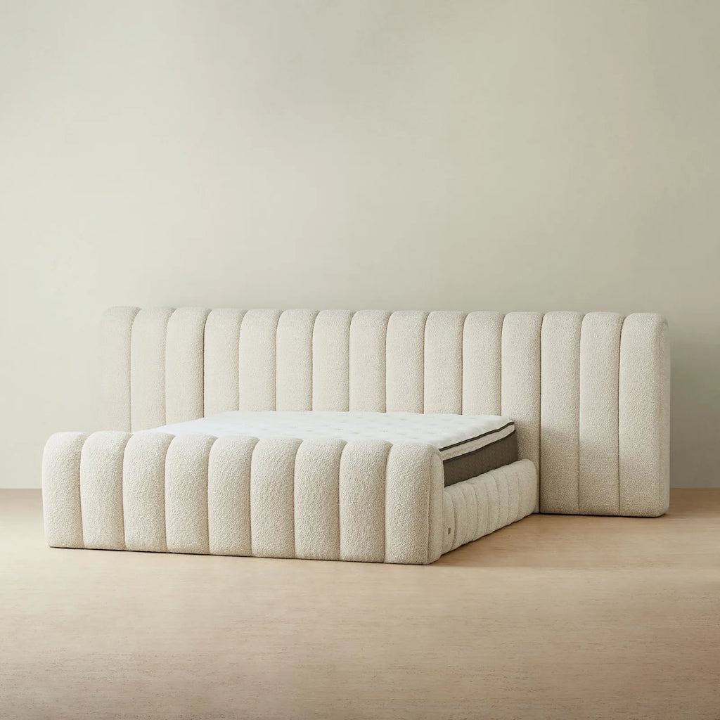 Emma Overlap Panel Boucle Headboard With Base