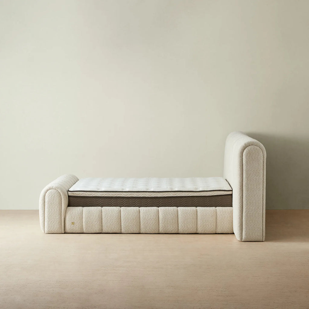 Emma Overlap Panel Boucle Headboard With Base
