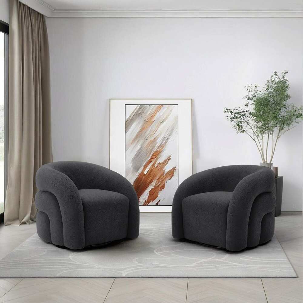 Emilia Swivel Boucle Accent Chair