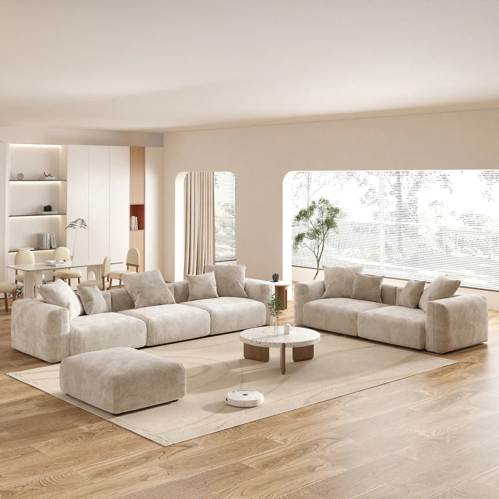 Corduroy Modular 10-Seater (Full Set) Sectional Couches