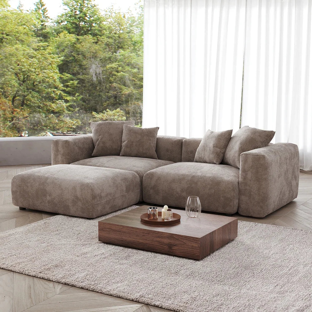 Corduroy Modular 3-Seater Sectional Couch