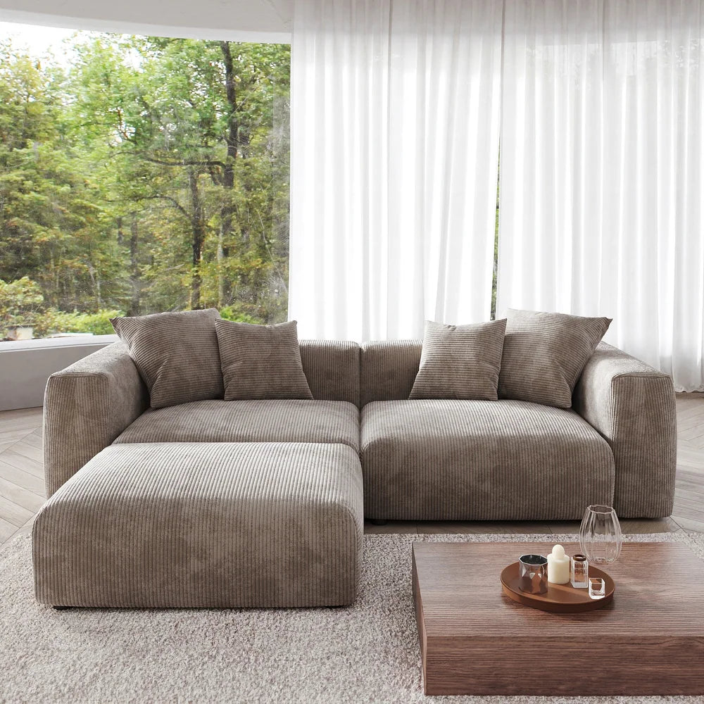 Corduroy Modular 3-Seater Sectional Couch