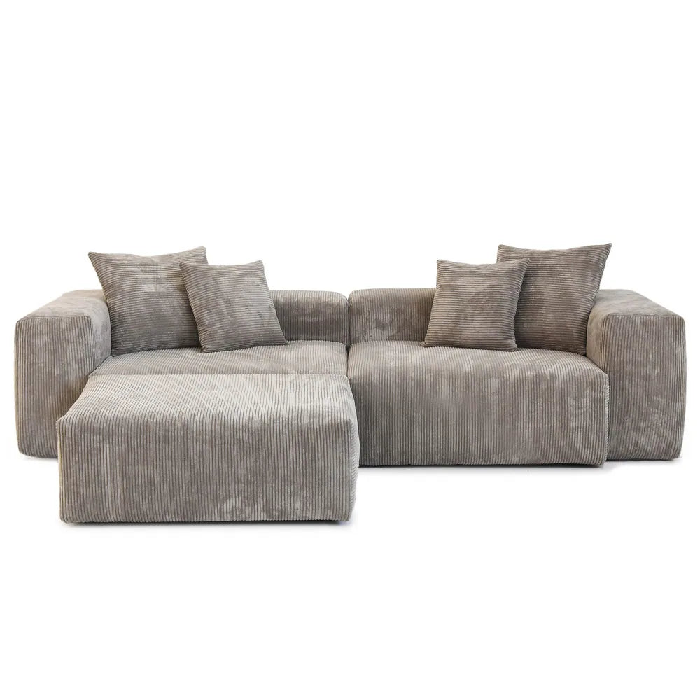 Corduroy Modular 3-Seater Sectional Couch