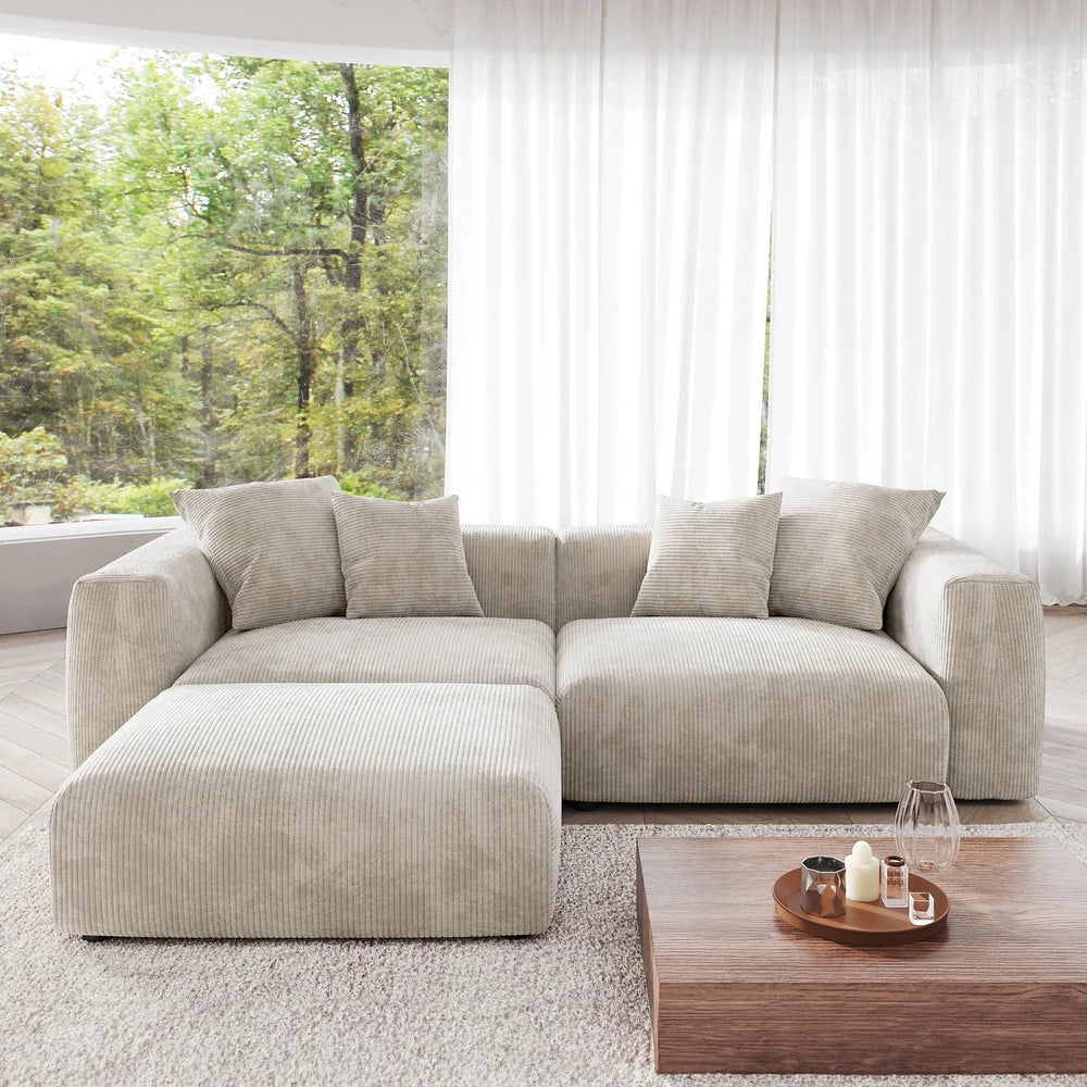 Corduroy Modular 3-Seater Sectional Couch