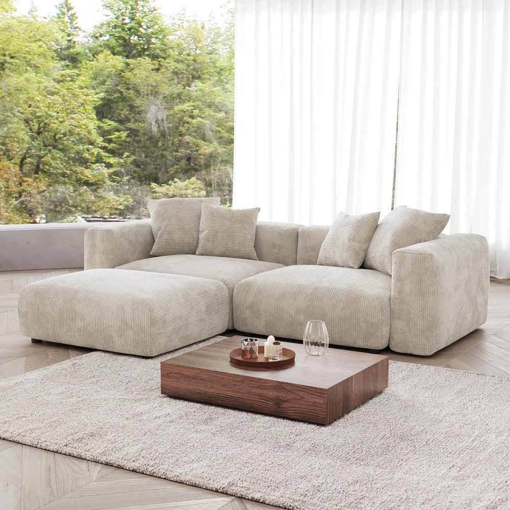 Corduroy Modular 3-Seater Sectional Couch
