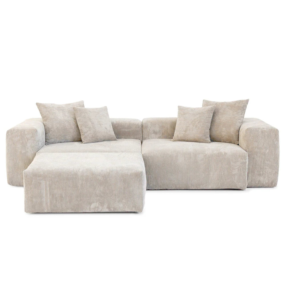 Corduroy Modular 3-Seater Sectional Couch