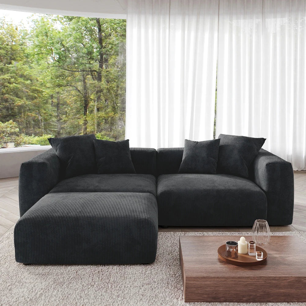 Corduroy Modular 3-Seater Sectional Couch