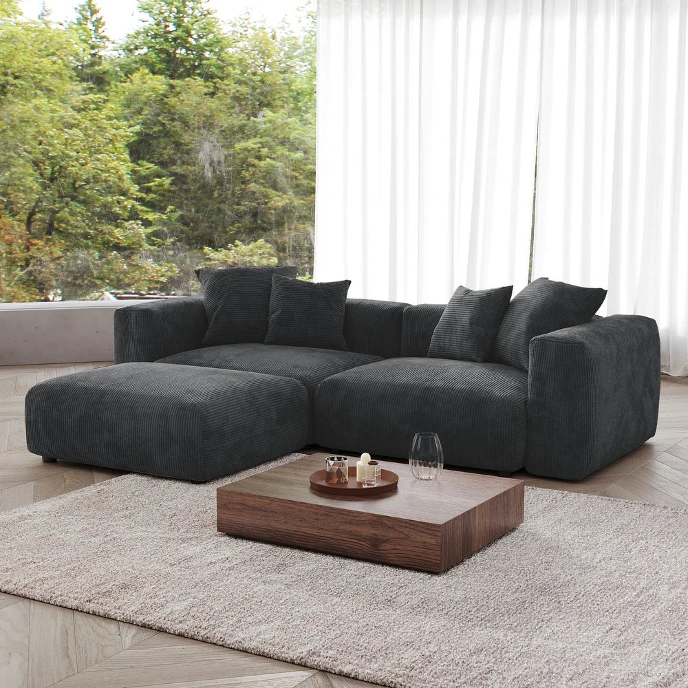 Corduroy Modular 3-Seater Sectional Couch
