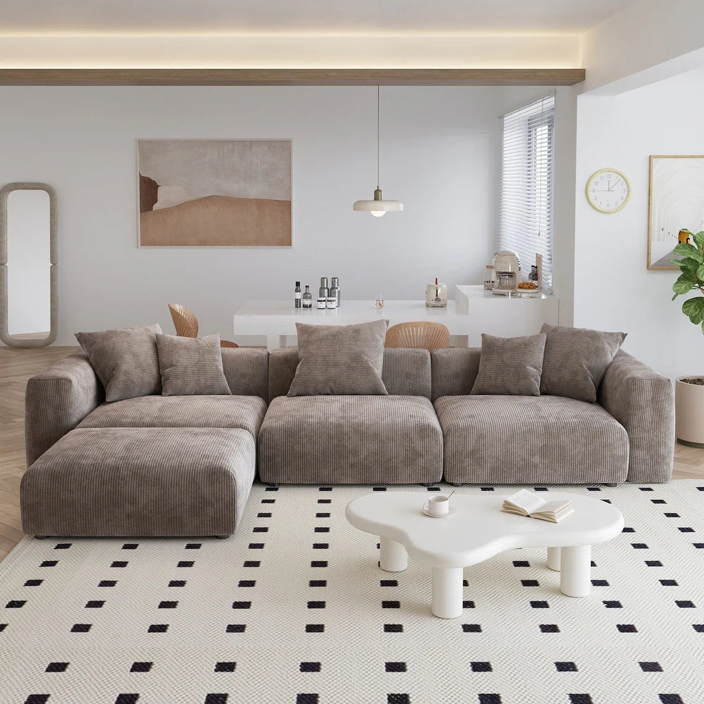 Corduroy Modular 6-Seater Sectional Couch