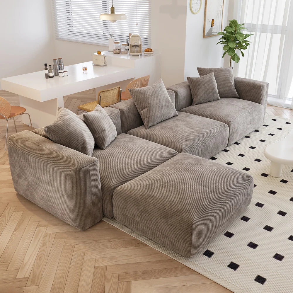 Corduroy Modular 6-Seater Sectional Couch