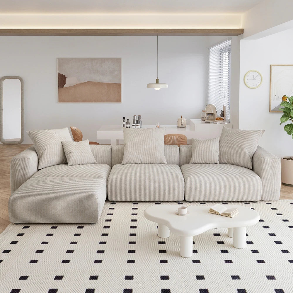 Corduroy Modular 6-Seater Sectional Couch