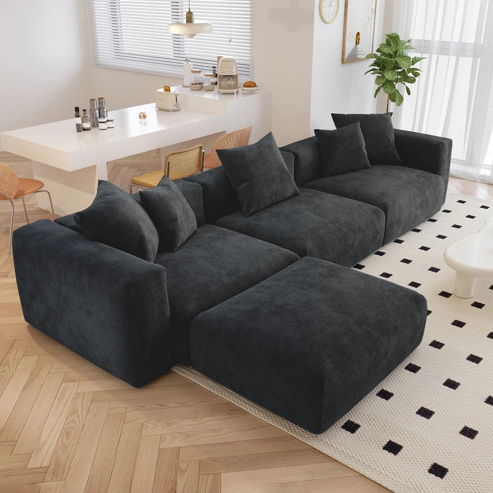 Corduroy Modular 6-Seater Sectional Couch