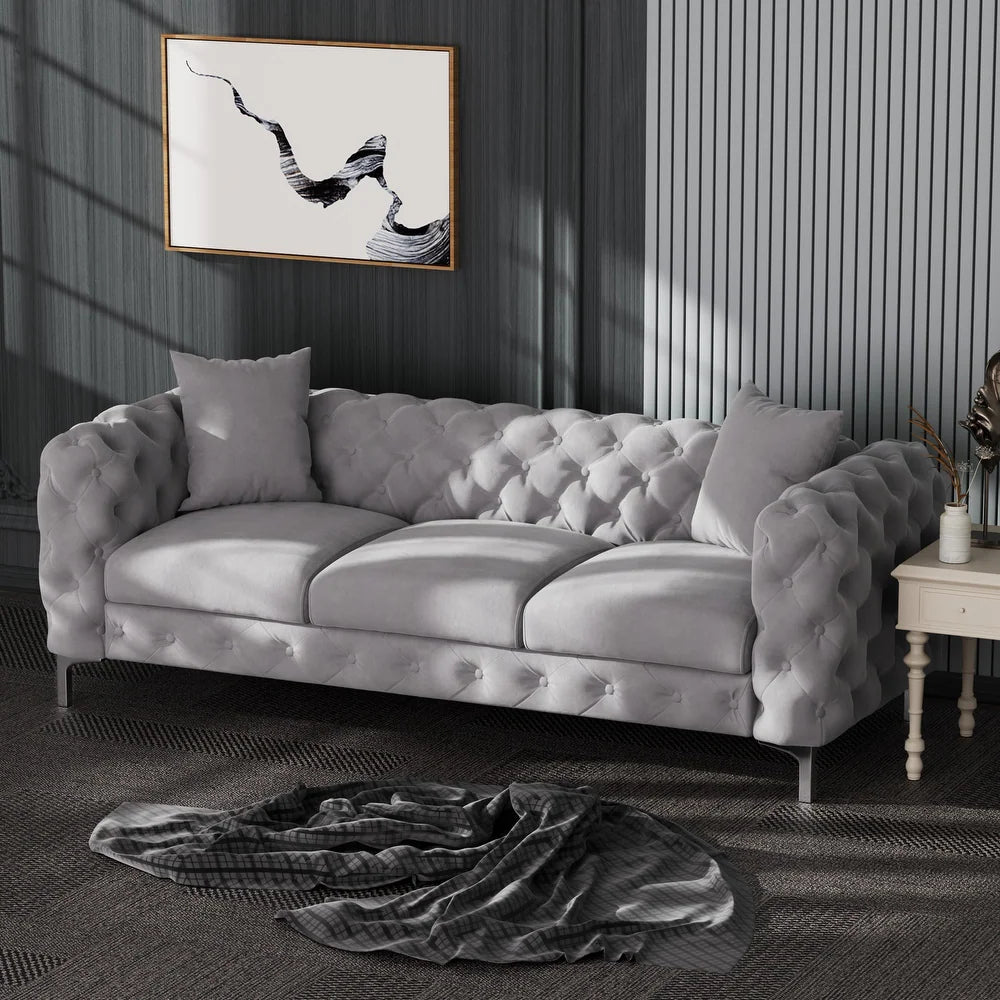 Manhattan Loft 3-Seater Velvet Chesterfield Couch