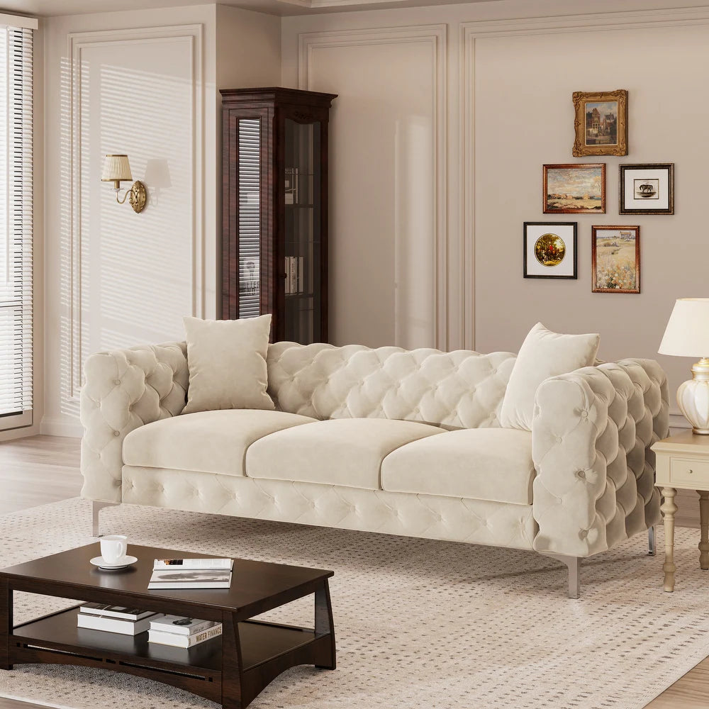 Manhattan Loft 3-Seater Velvet Chesterfield Couch