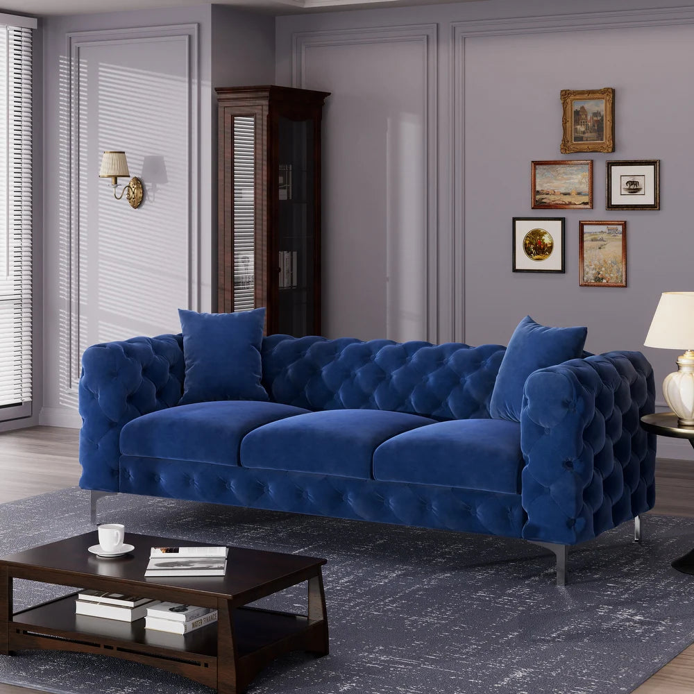 Manhattan Loft 3-Seater Velvet Chesterfield Couch