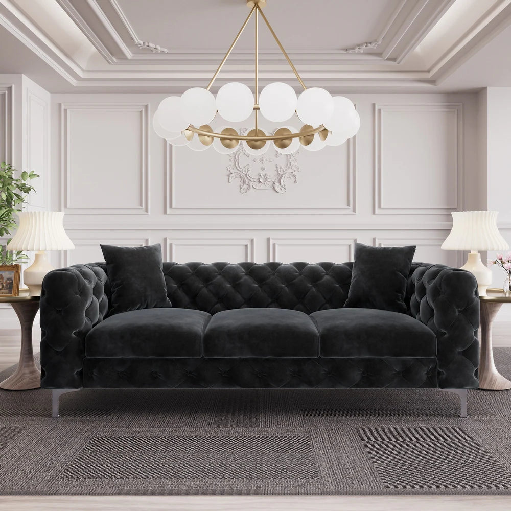 Manhattan Loft 3-Seater Velvet Chesterfield Couch