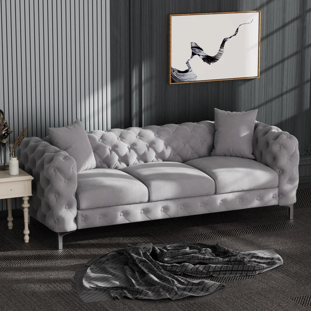 Manhattan Loft 3-Seater Velvet Chesterfield Couch