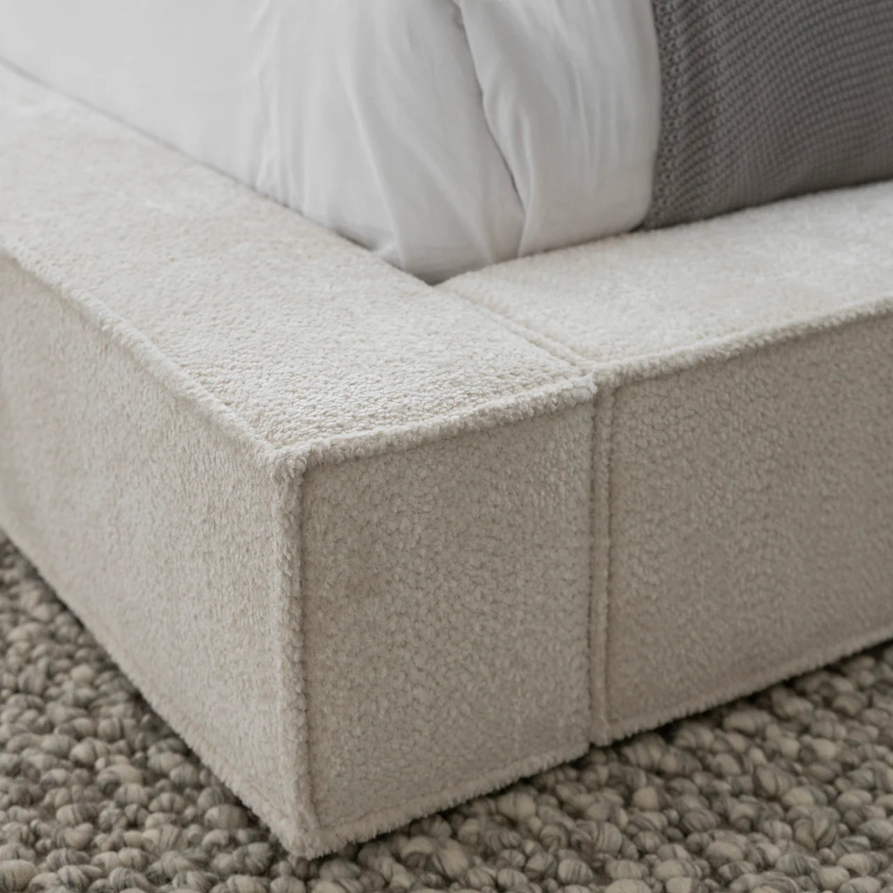 Hudson Soft Boucle Panel Headboard With Base