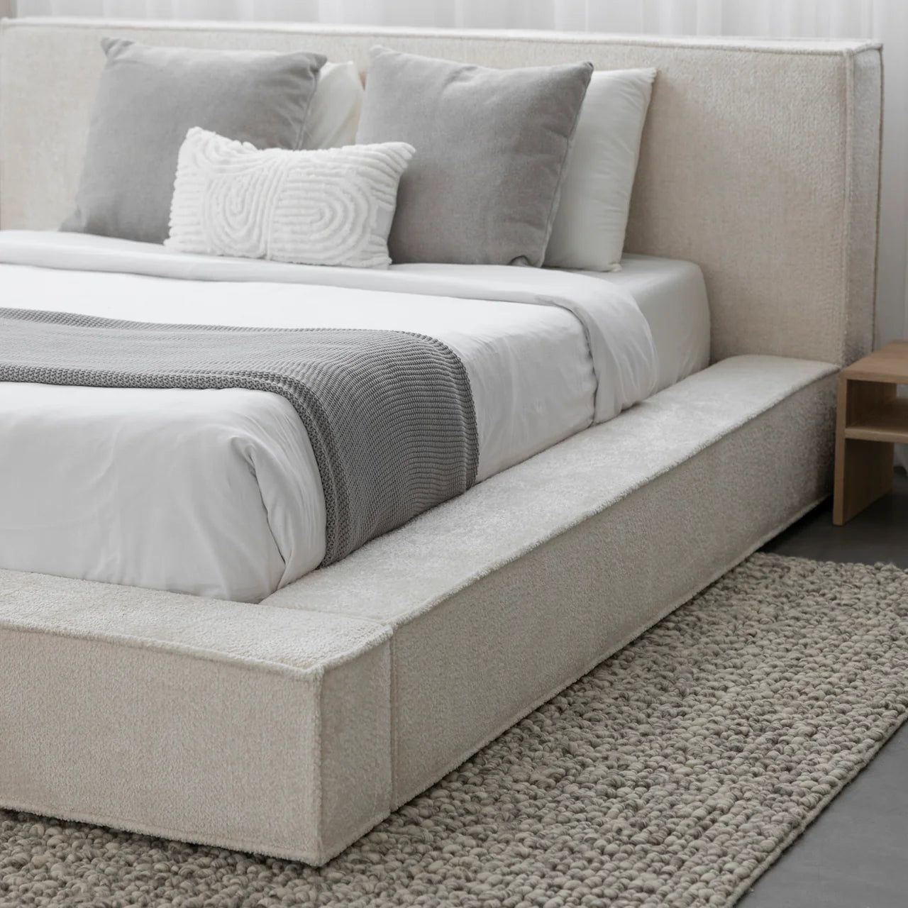 Hudson Soft Boucle Panel Headboard With Base