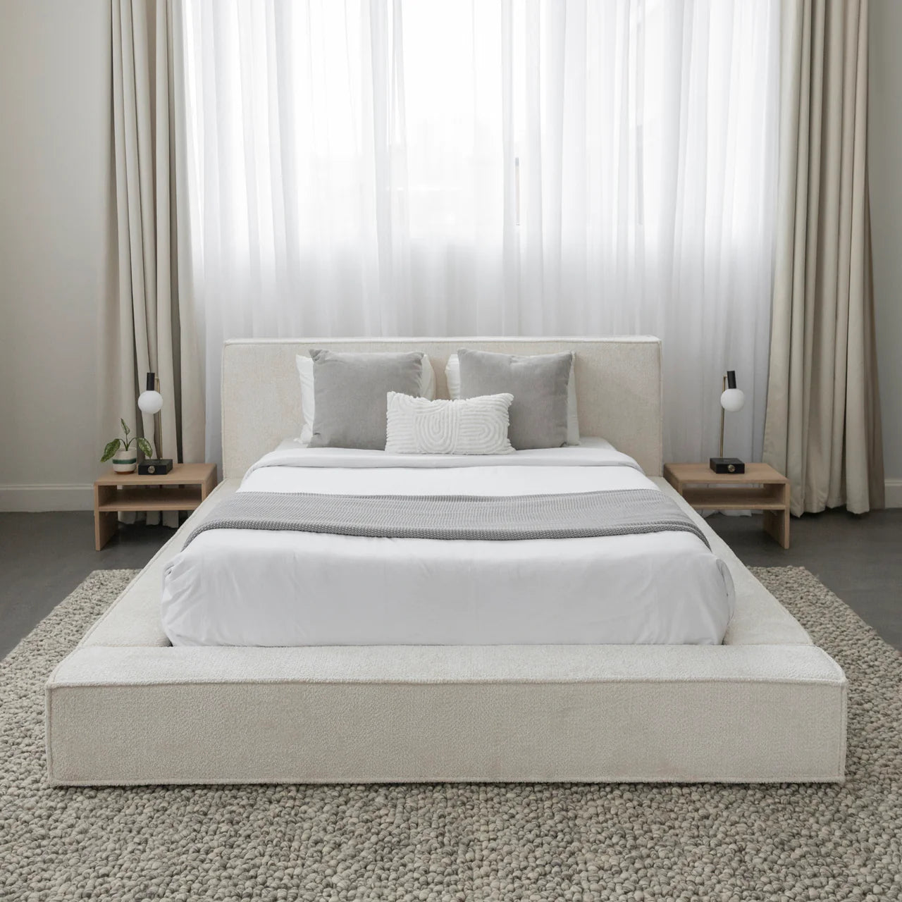 Hudson Soft Boucle Panel Headboard With Base