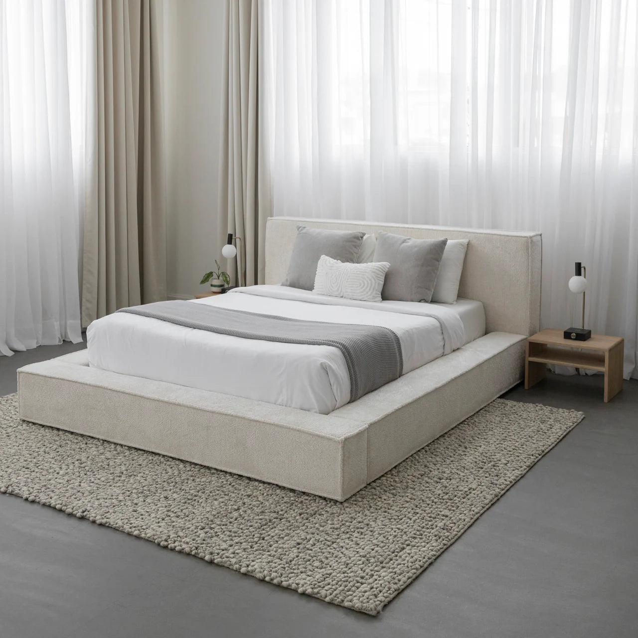 Hudson Soft Boucle Panel Headboard With Base