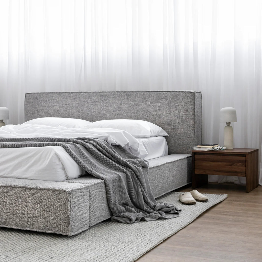 Hudson Soft Boucle Panel Headboard With Base