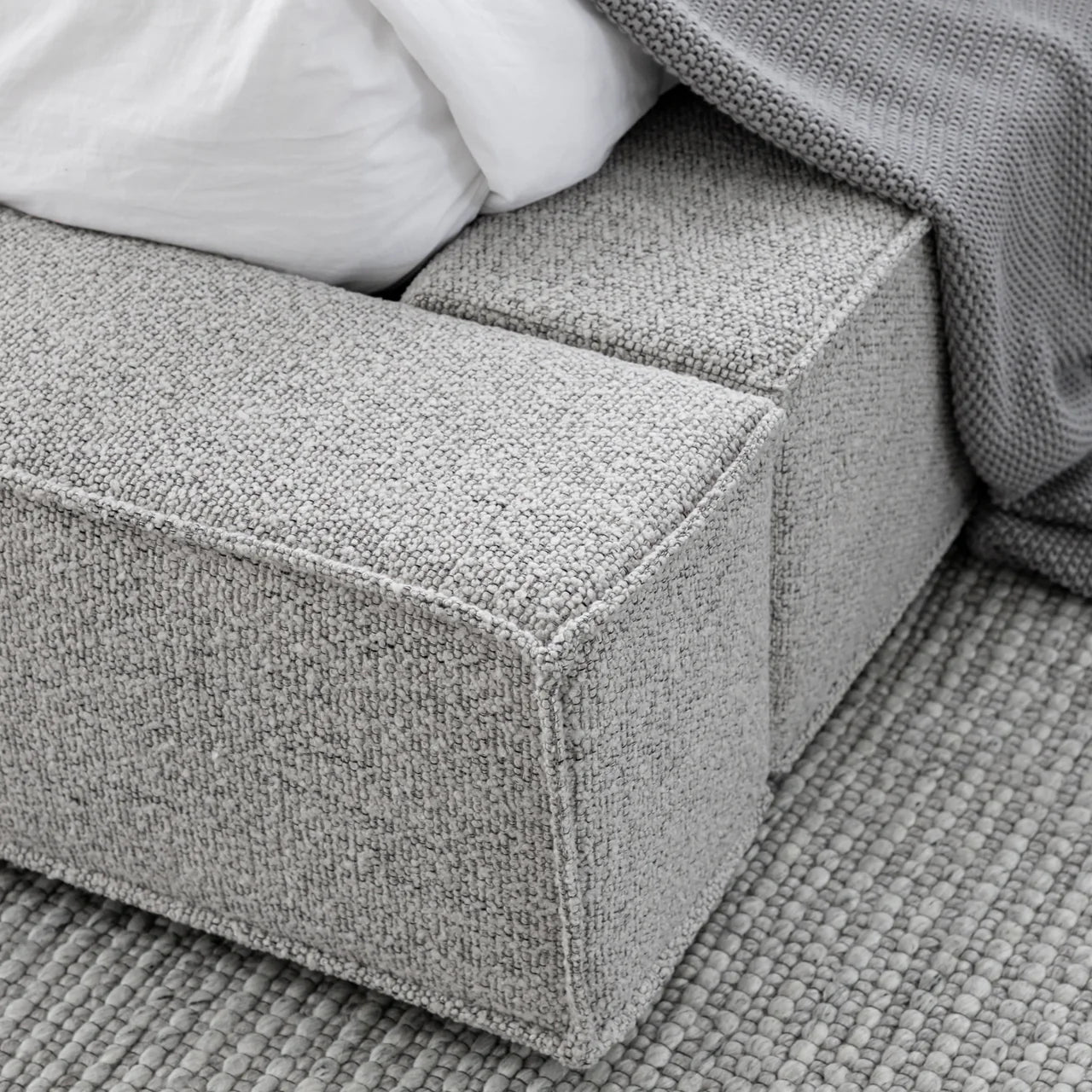 Hudson Soft Boucle Panel Headboard With Base