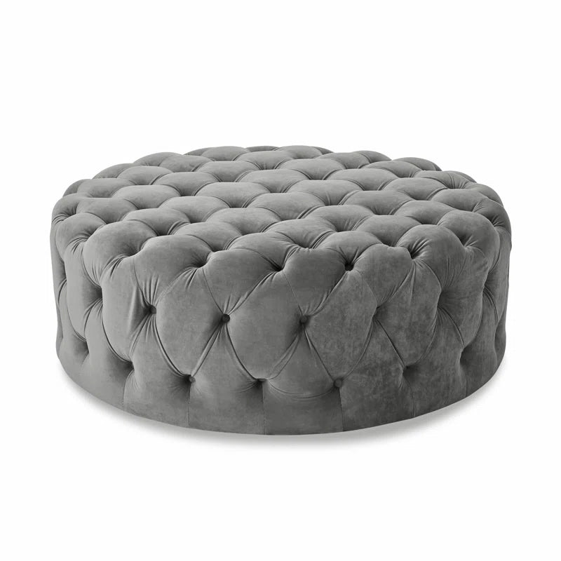 Manhattan Loft Velvet Round Tufted Ottoman