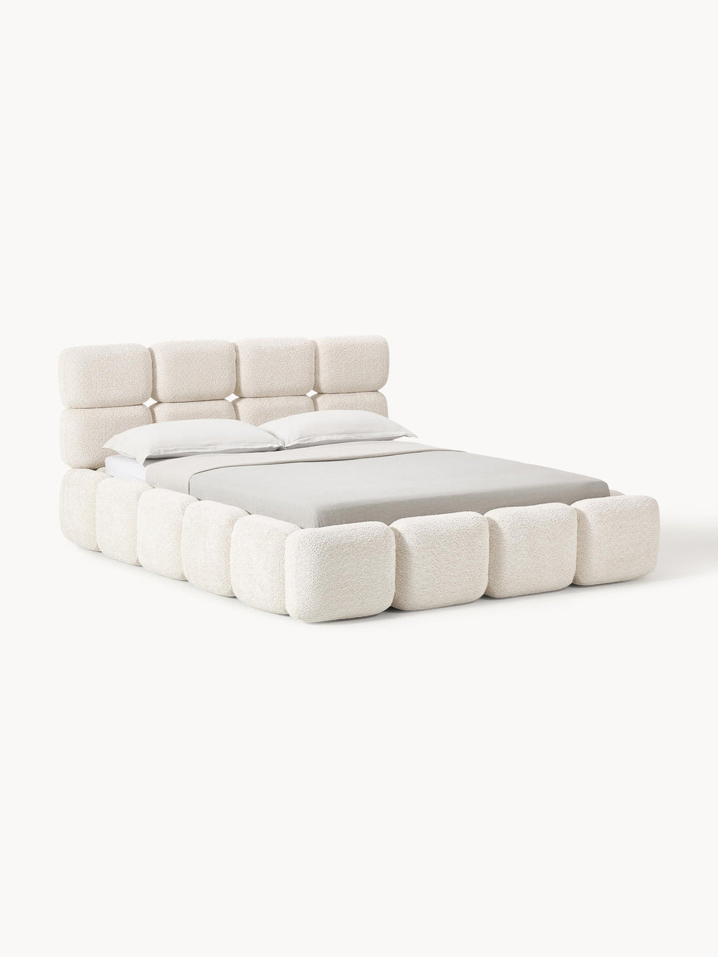 Aspen Block Panel Boucle Headboard With Base
