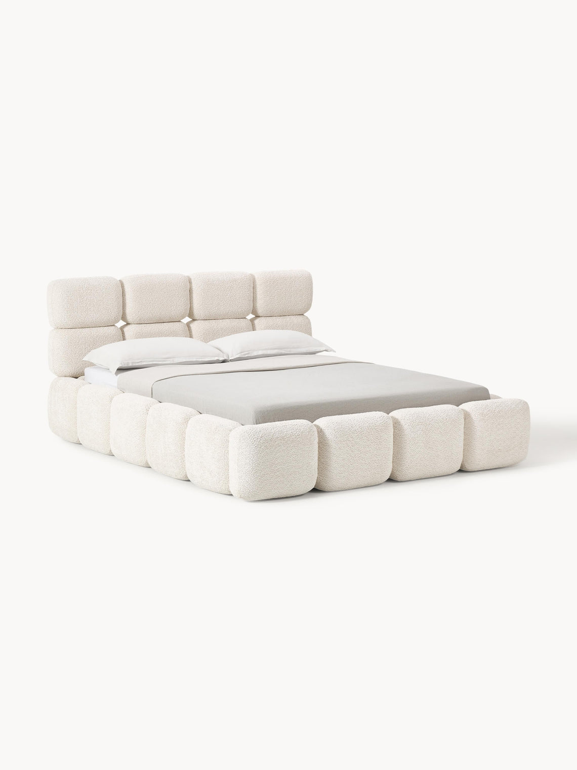 Aspen Block Panel Boucle Headboard With Base