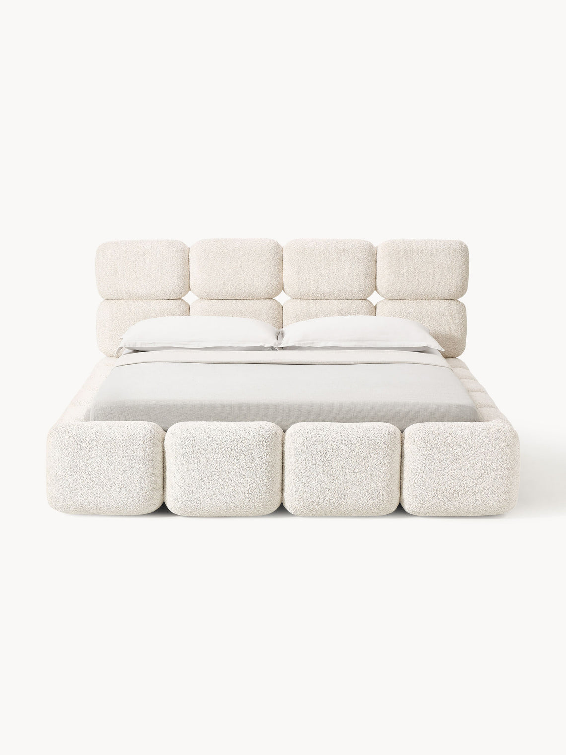 Aspen Block Panel Boucle Headboard With Base