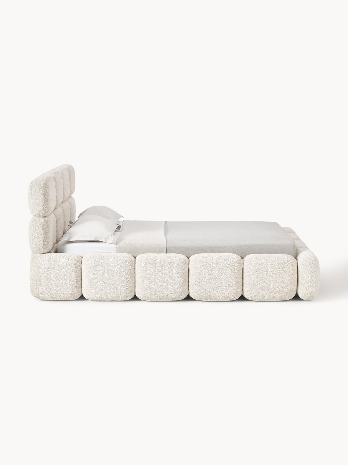 Aspen Block Panel Boucle Headboard With Base