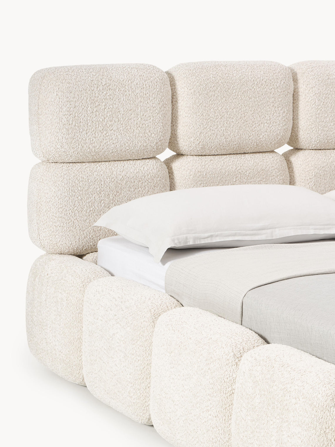 Aspen Block Panel Boucle Headboard With Base