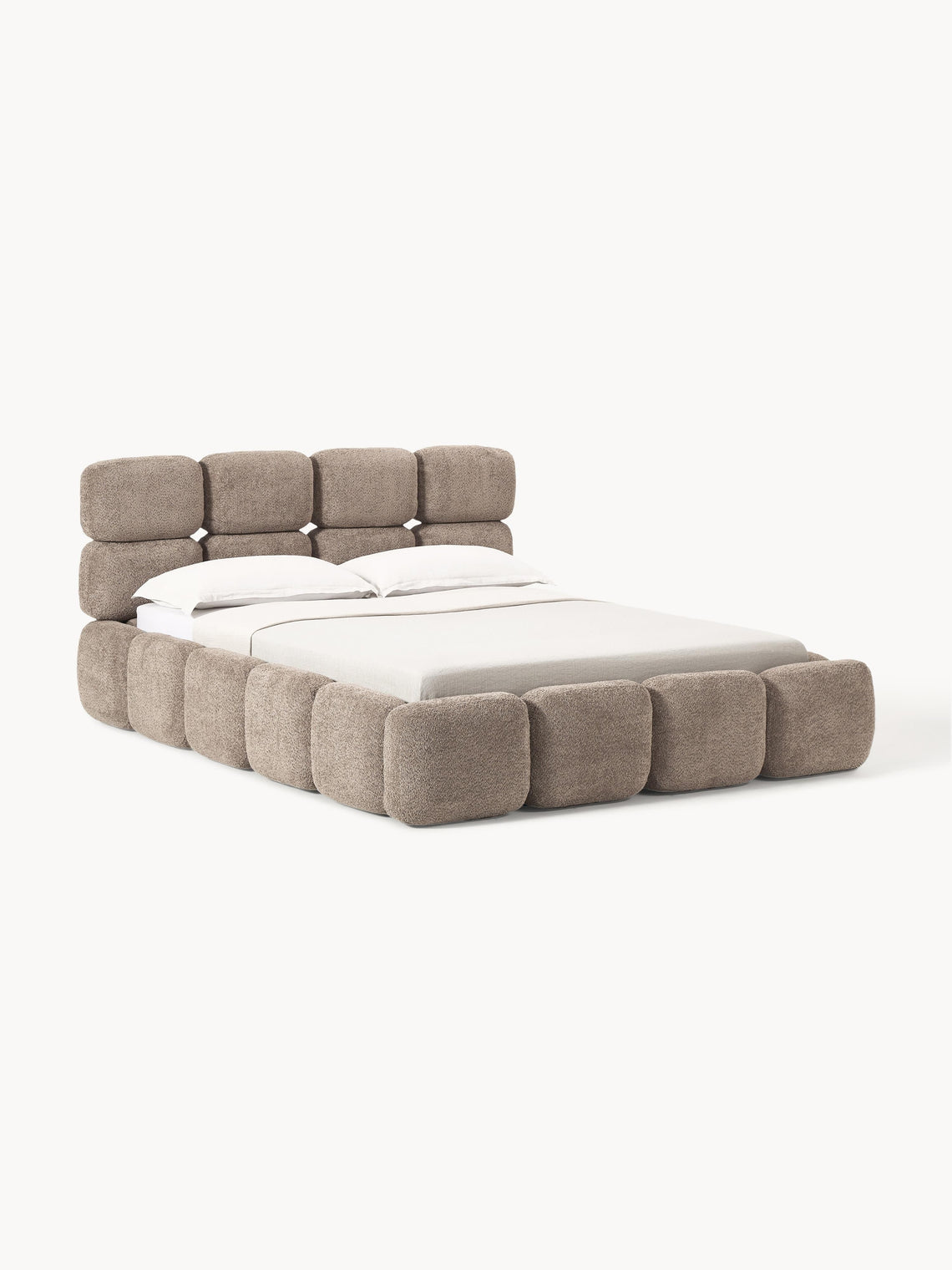 Aspen Block Panel Boucle Headboard With Base