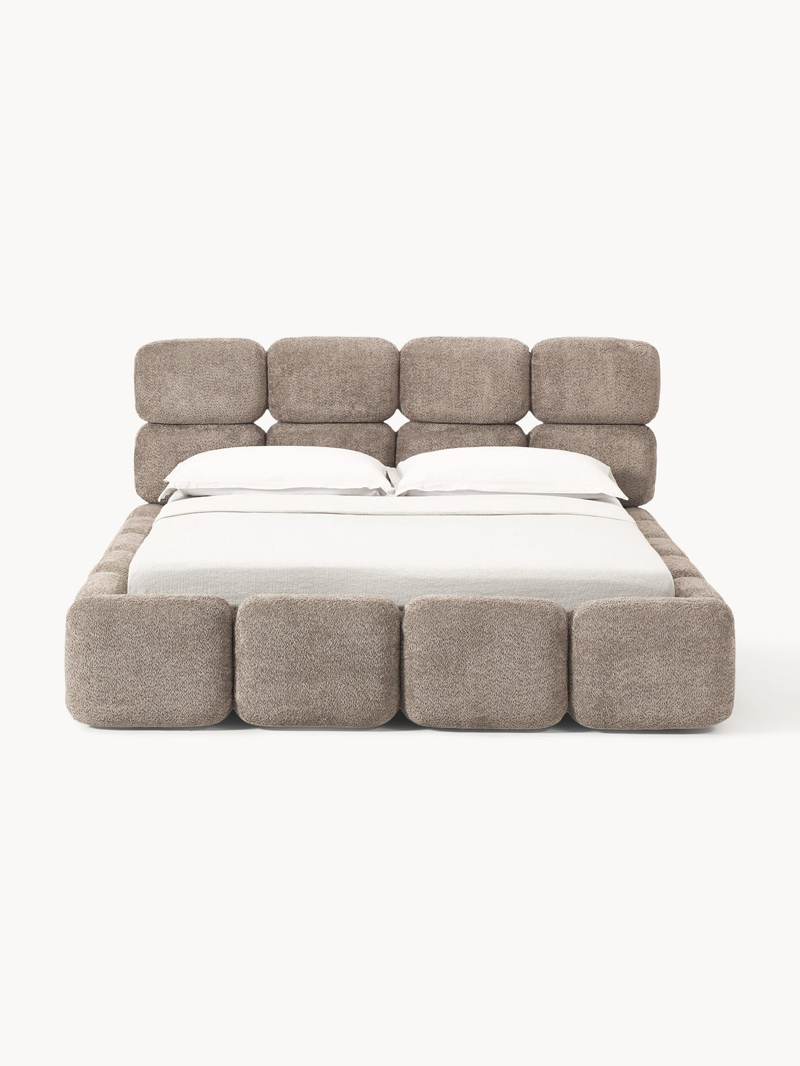 Aspen Block Panel Boucle Headboard With Base
