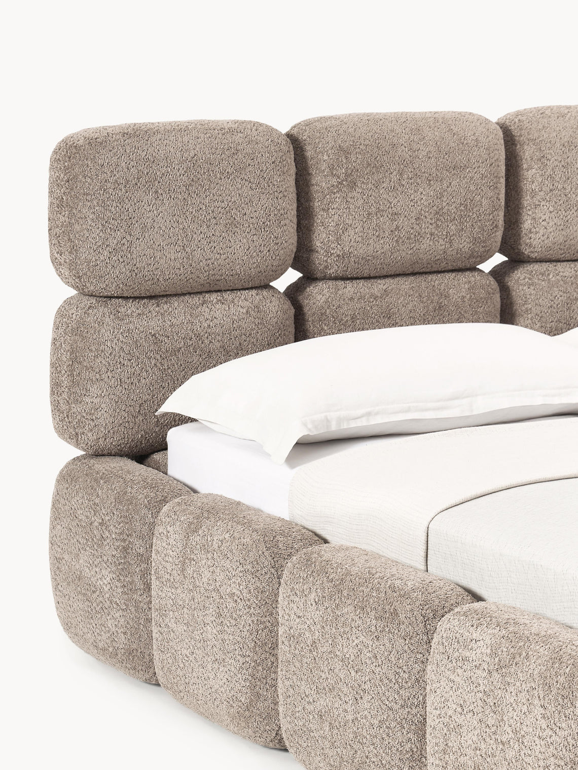Aspen Block Panel Boucle Headboard With Base