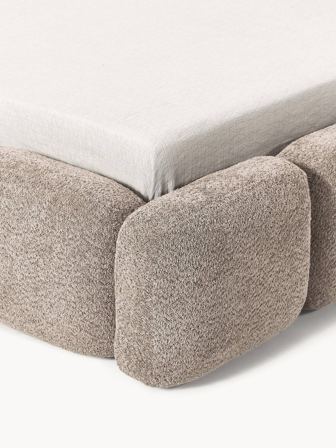 Aspen Block Panel Boucle Headboard With Base