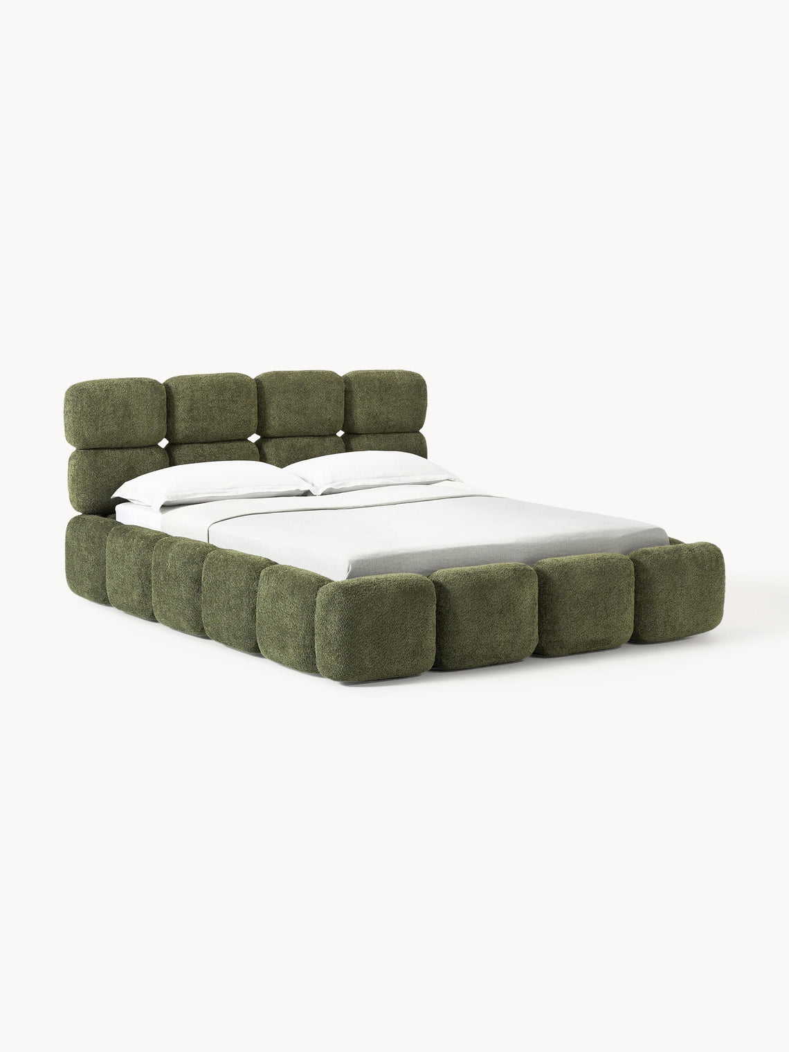 Aspen Block Panel Boucle Headboard With Base
