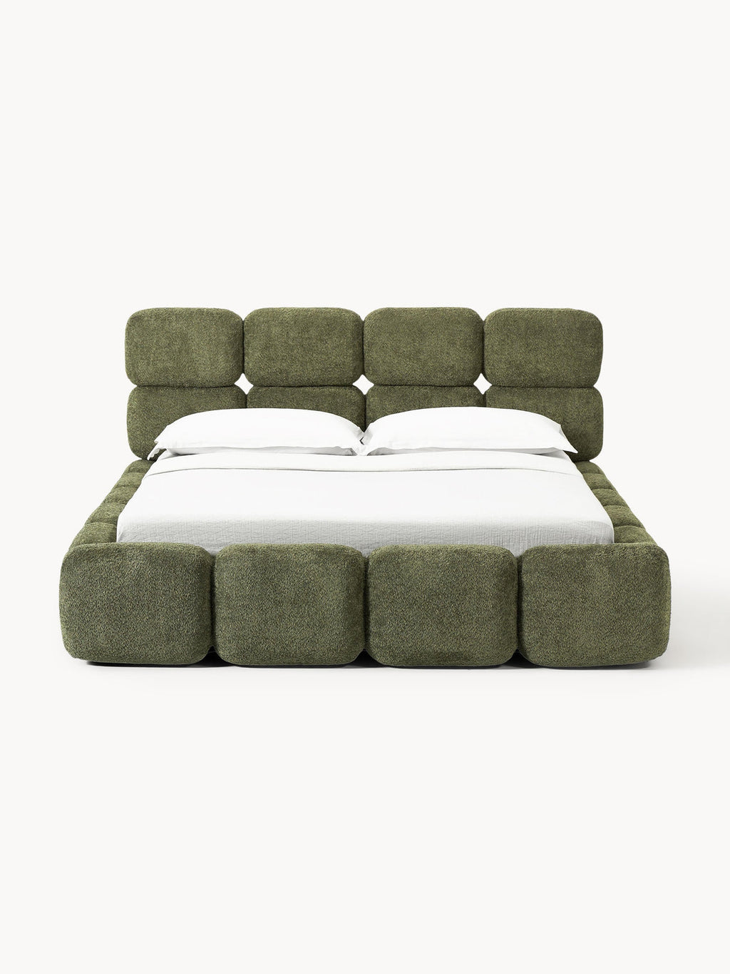 Aspen Block Panel Boucle Headboard With Base