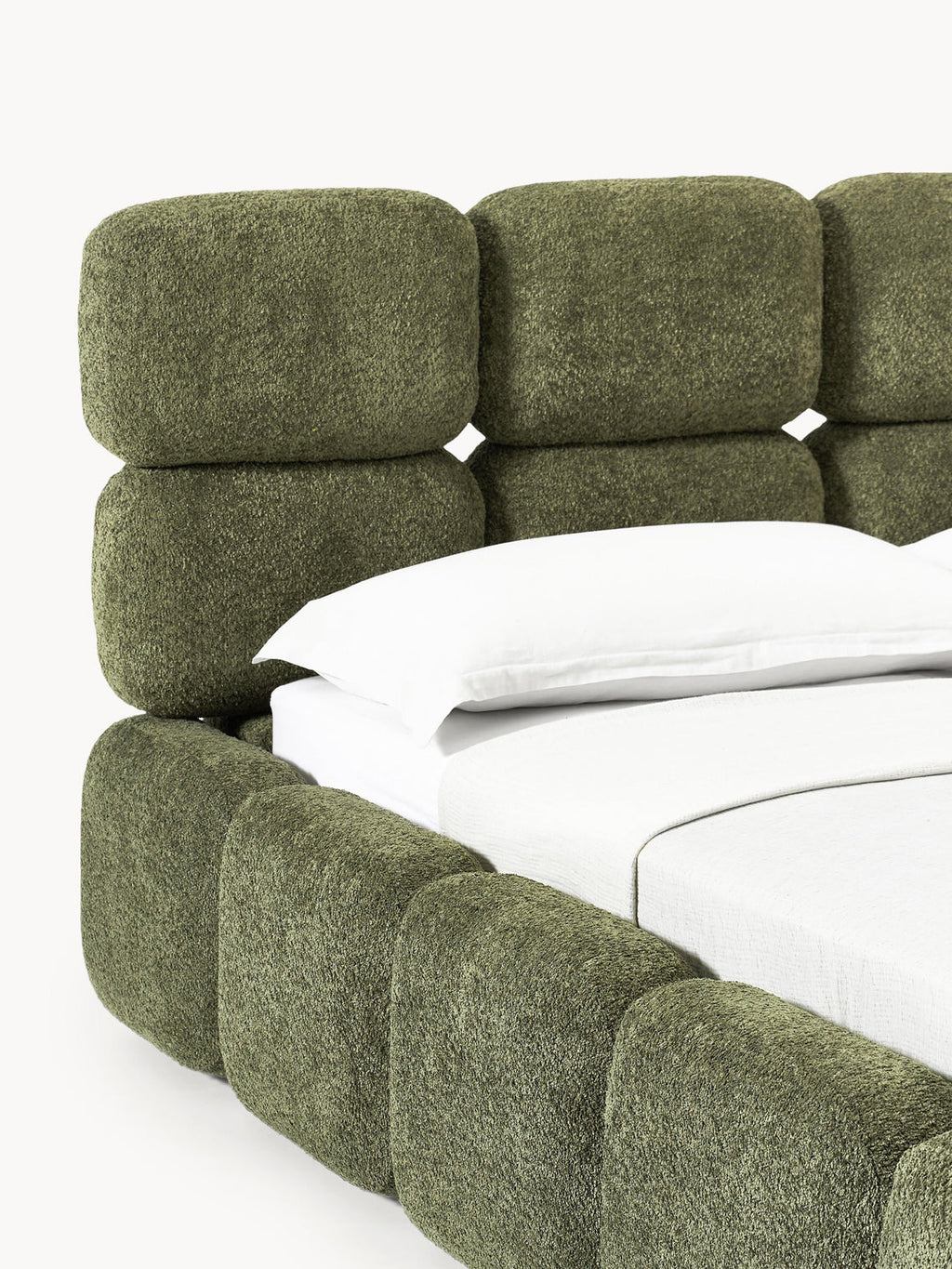 Aspen Block Panel Boucle Headboard With Base