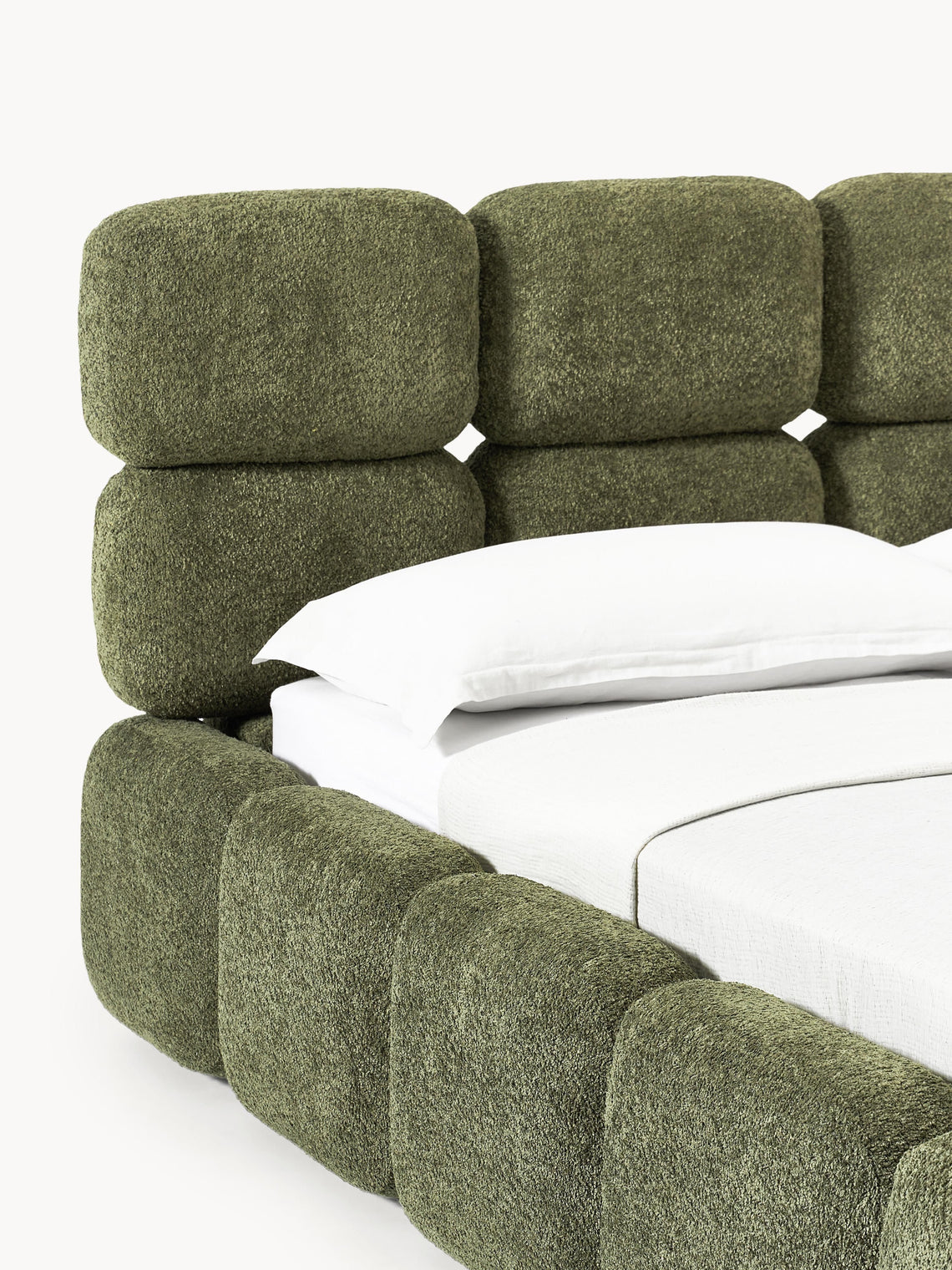 Aspen Block Panel Boucle Headboard With Base