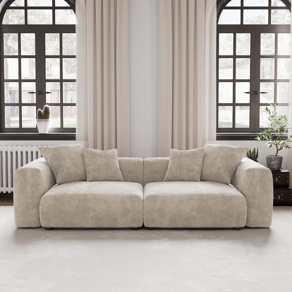 Corduroy Modular 3-Seater Sectional Couch