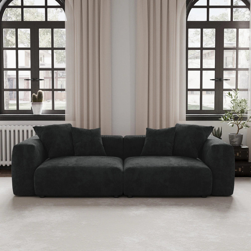 Corduroy Modular 3-Seater Sectional Couch