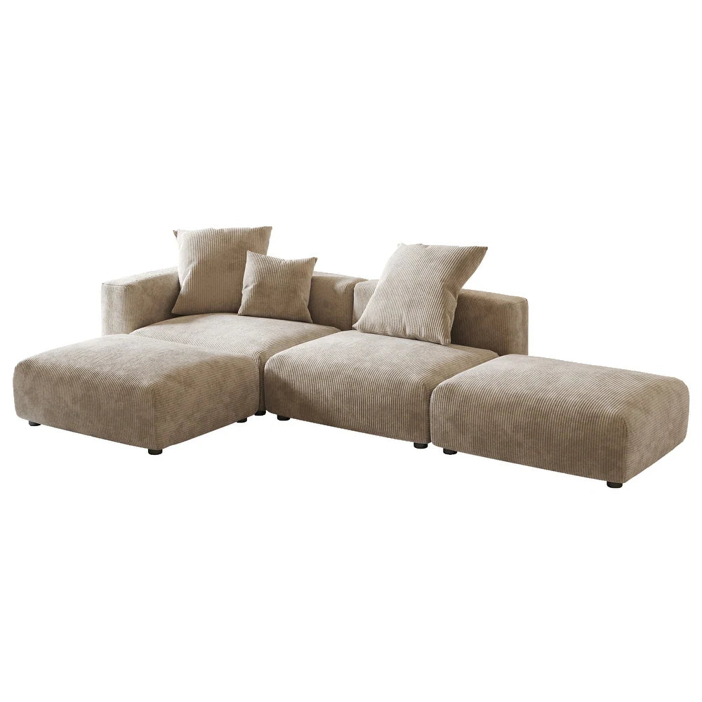 Corduroy Modular 6-Seater Daybed Sleeper Sectional Couch